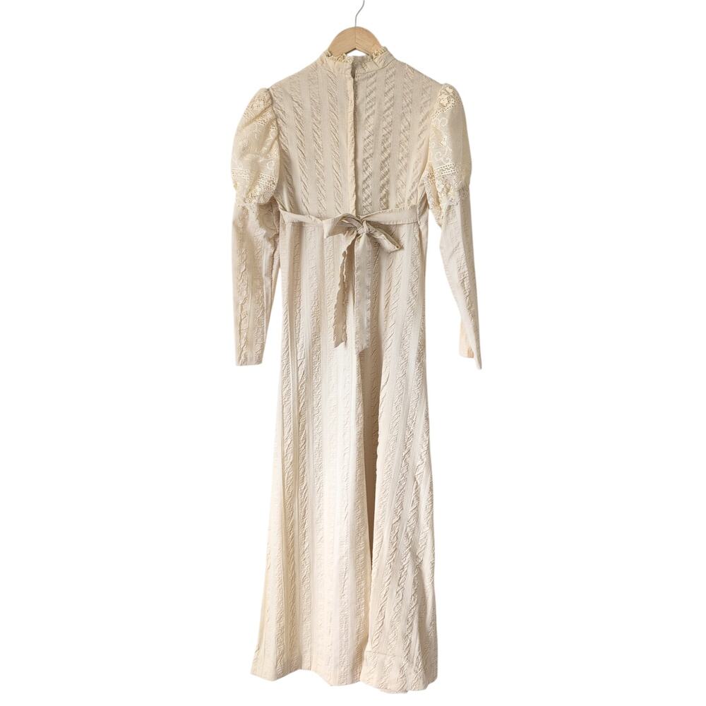 Rare Vintage 40s 50s Womens Dress with Lace Embroidery Rosette Edwardian Prairie - Picture 4 of 16
